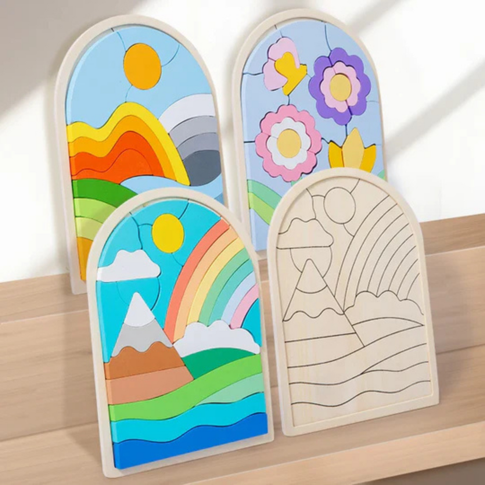 EduBuild Puzzelblokken – Duurzaam Houten Bouwspeelgoed voor Kleuters, Stimuleert Creativiteit & Motoriek