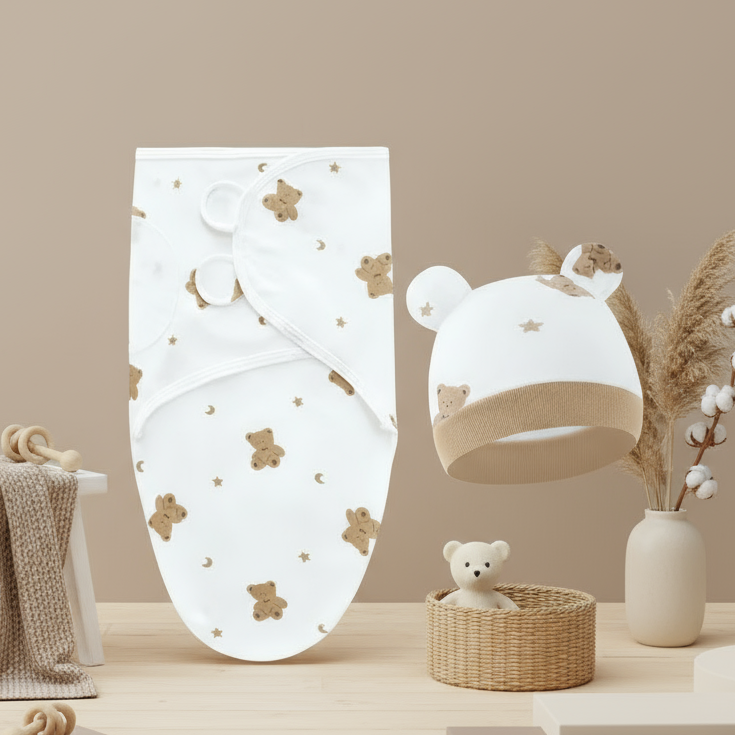CalmiNest Baby Cocoon Swaddle – Ademend Katoenen Inbakerdeken voor Pasgeborenen – Warm & Veilig Slapen