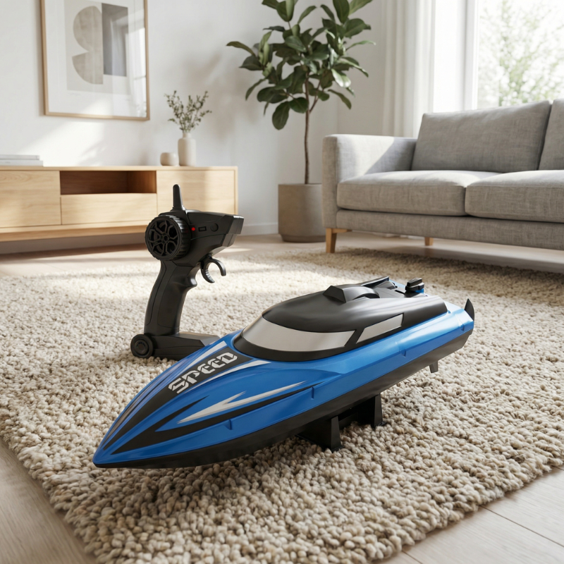 RC-speedboot voor kinderen met ledverlichting – oplaadbare accu, reservepropellers | speelgoedboot