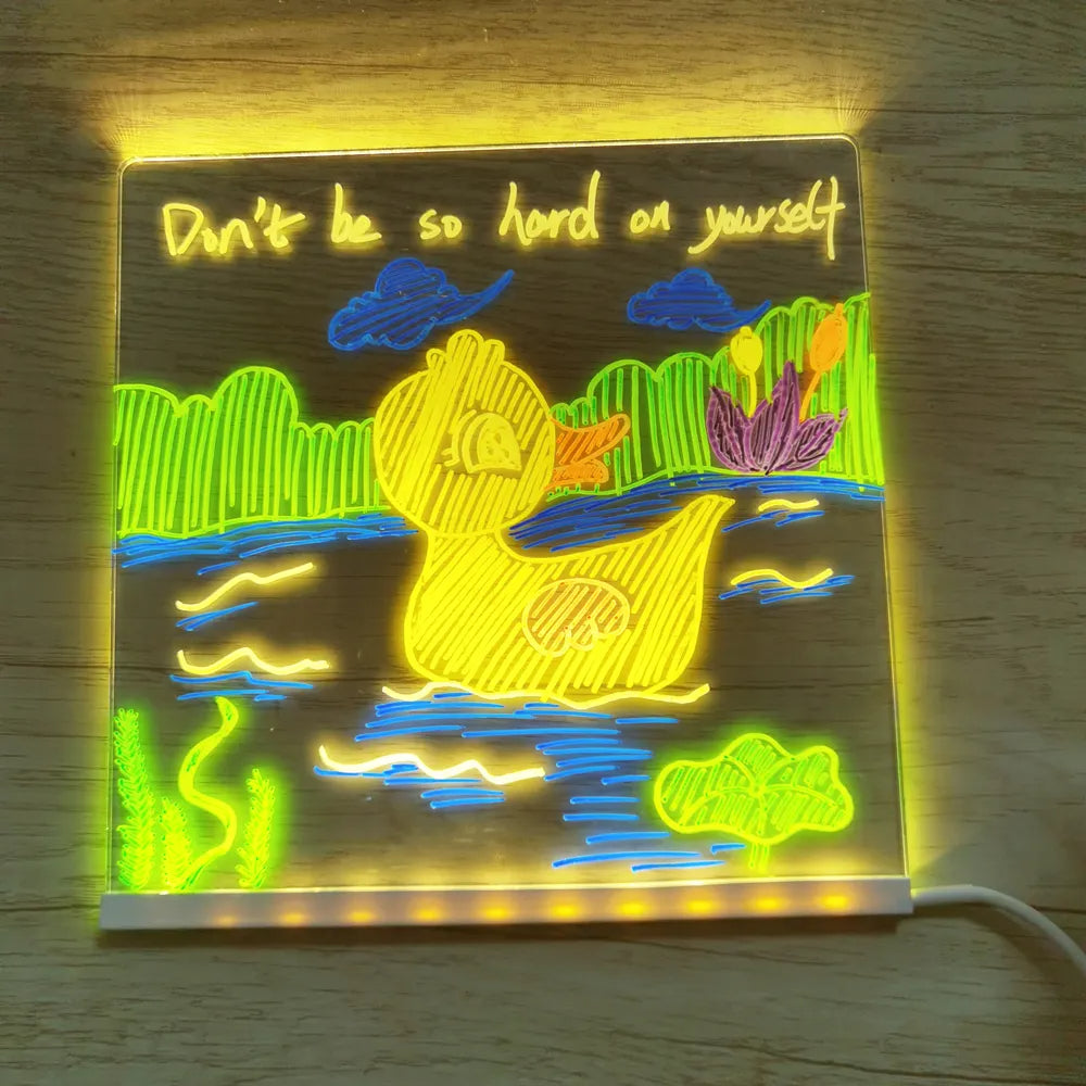 GlowyBoard LED Tekenbord – Magisch Lichtgevend Tekenspeelgoed voor Kinderen | Oplaadbaar, Herbruikbaar & Inclusief Pennen