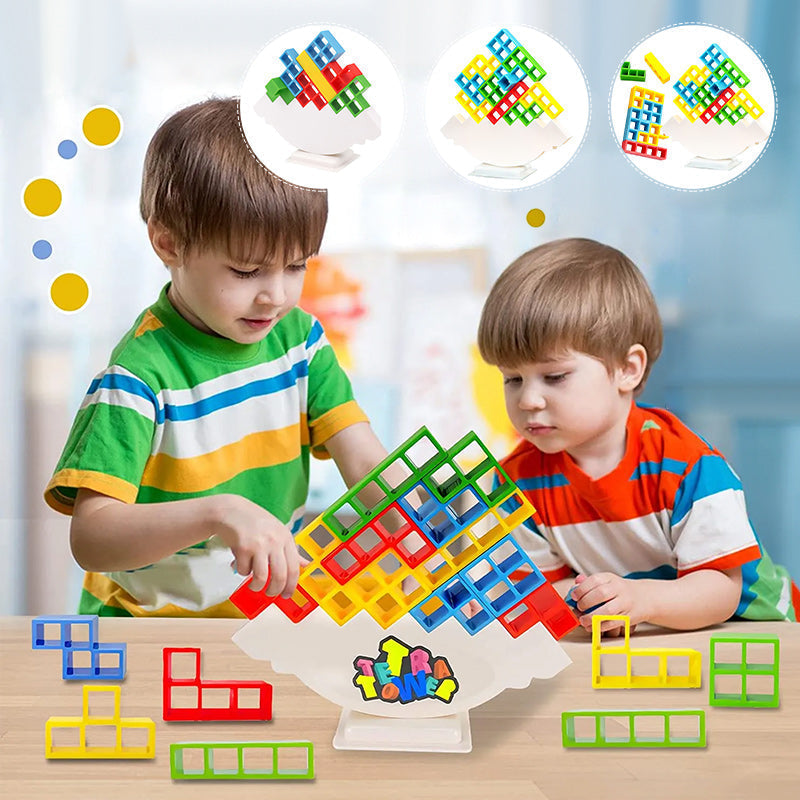 Balans Stapelspel voor Kinderen en Gezinnen – Tetris Stijl Behendigheidsspel met Bouwstukken