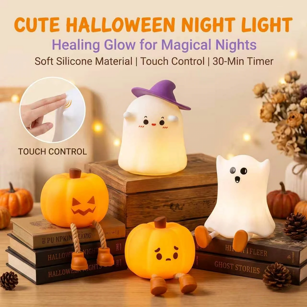 Halloween nachtlampje met zacht sfeerlicht – siliconen, oplaadbaar via USB-C | kinderkamerlamp