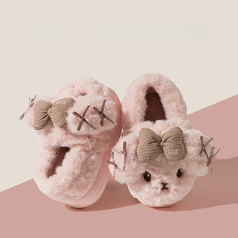 Pluche pantoffels kind met hondensnoet – antislipzool, warme voering, dichte hiel | sloffen