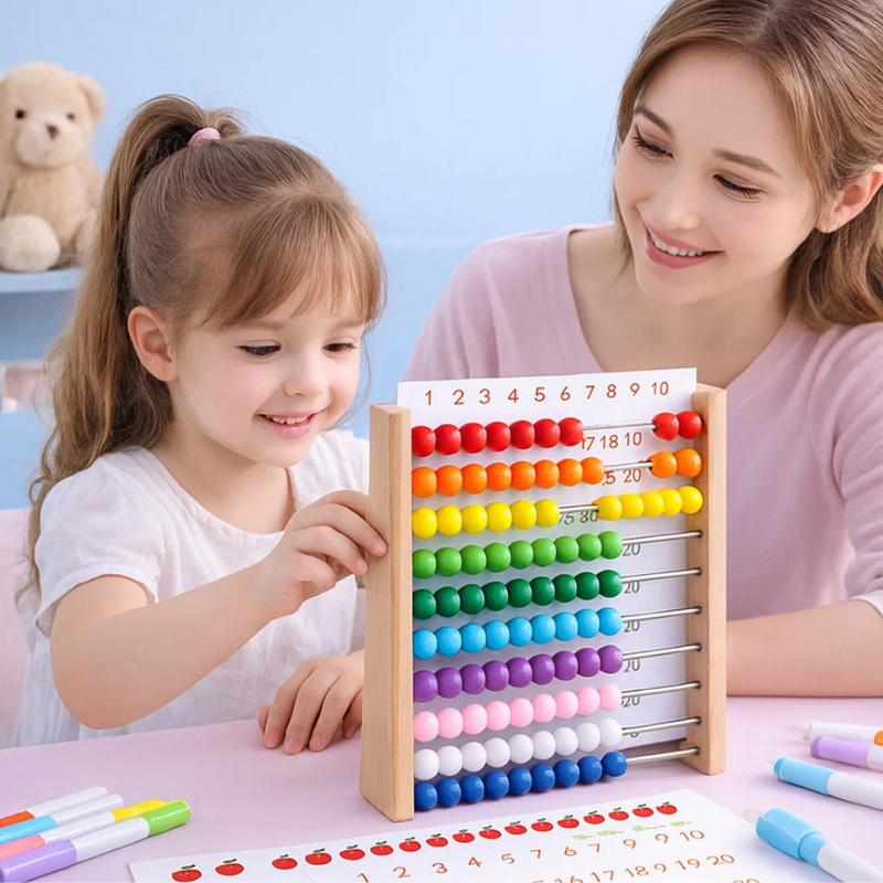 Houten Rekenspel voor Kinderen – Montessori Telbord met Magnetische Schijven & Krijtbord | Eduvia RekenRond