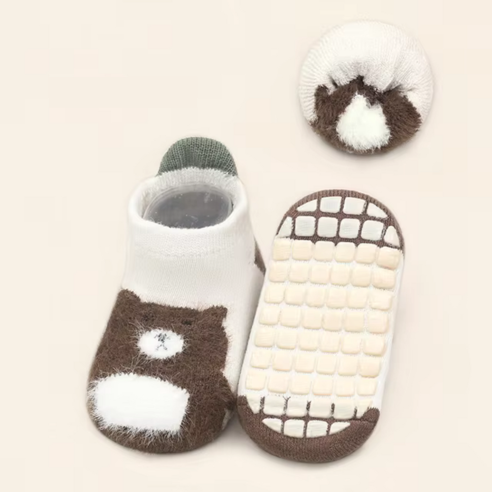SnugSteps Baby & Peuter Anti-Slip Sokjes – Warme Cartoon Sokken voor Veilig Lopen en Spelen