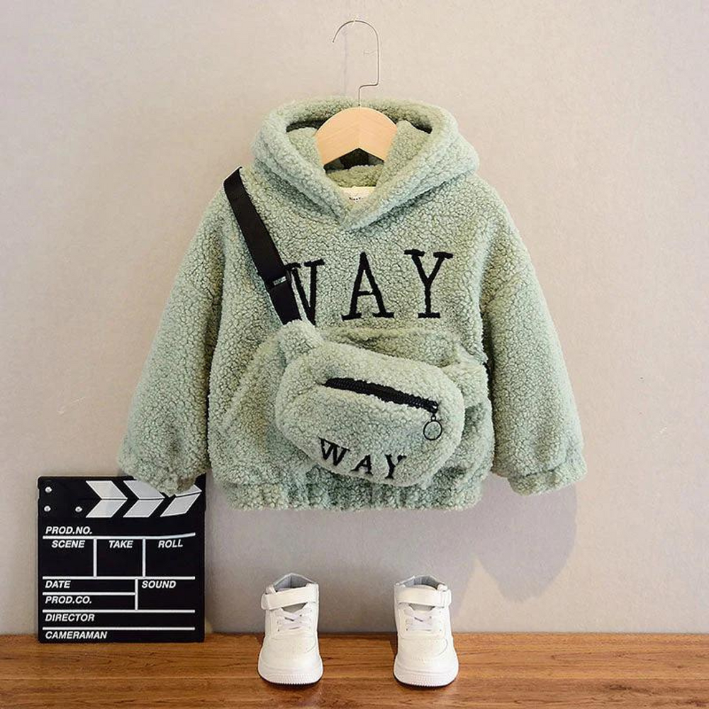 Comfy Combi Teddy Sweater voor Kinderen – Warme Kindertrui met Bijpassende Schoudertas 2-7 Jaar