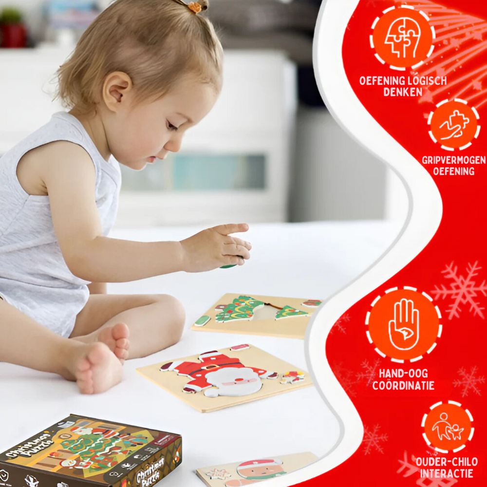 Christmas Puzzle Houten Kerstpuzzels – Educatief Speelgoed voor Peuters & Kleuters