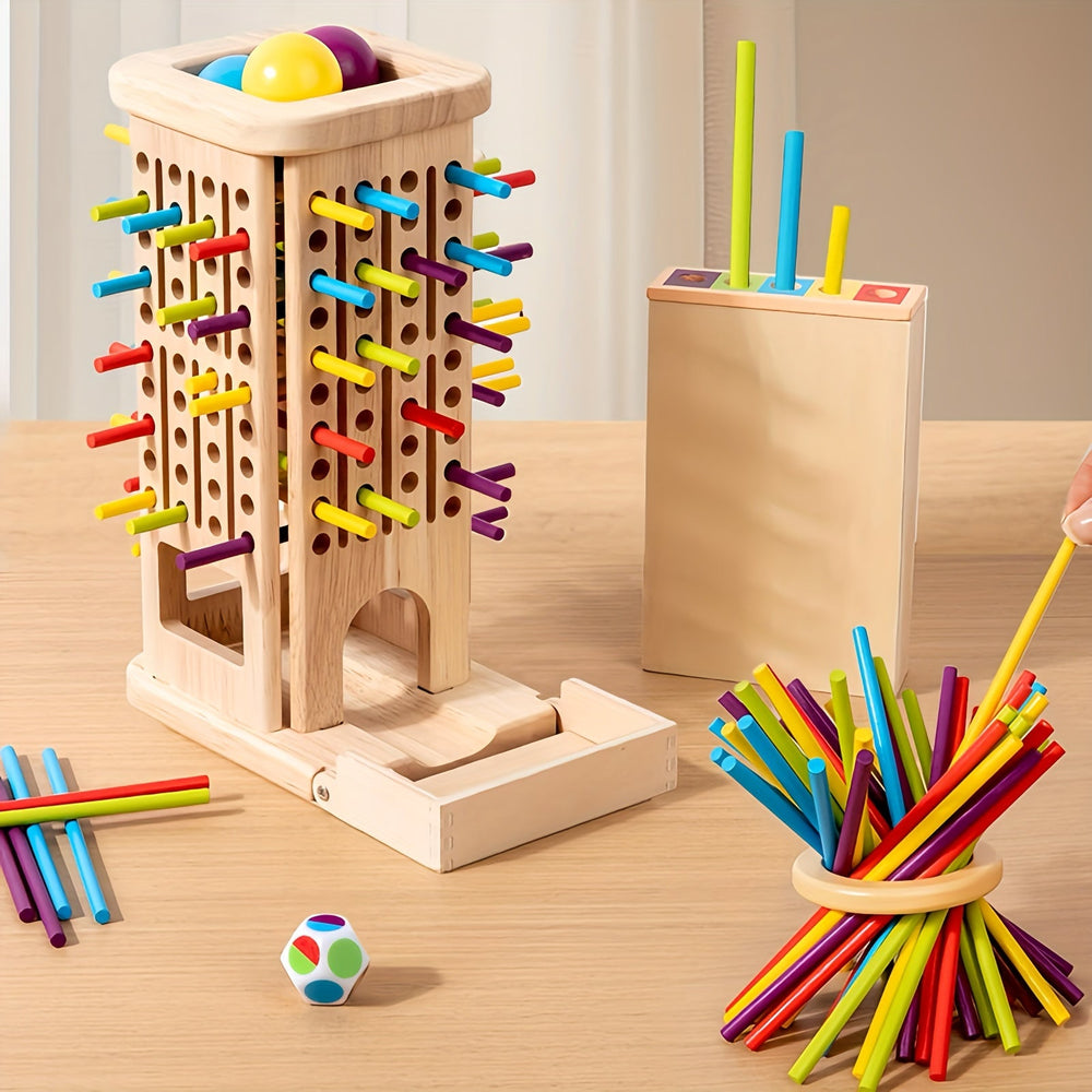StackJoy Houten Torenspel – Montessori Speelgoed voor Kleuters, Leer Kleuren en Motoriek Spelenderwijs
