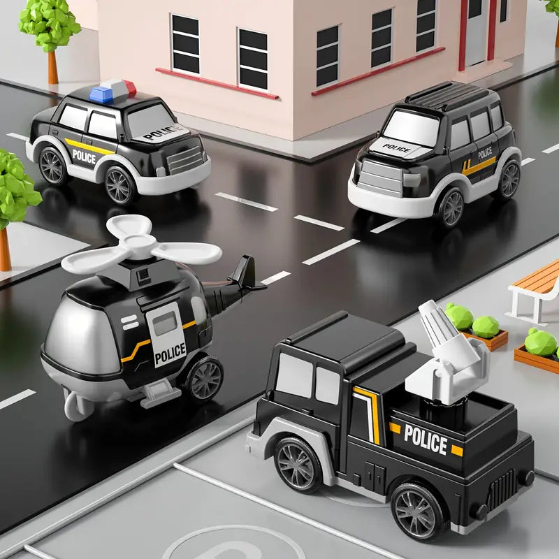 Politie Vrachtwagen Speelgoed – Wrijvingstruck met Auto’s & Helikopter (Peuters)