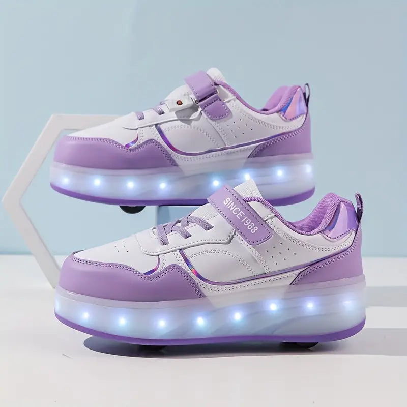 GliderZoom Kinder Sneakers – LED Lichtjes & Uitklapbare Wieltjes voor Buitenplezier