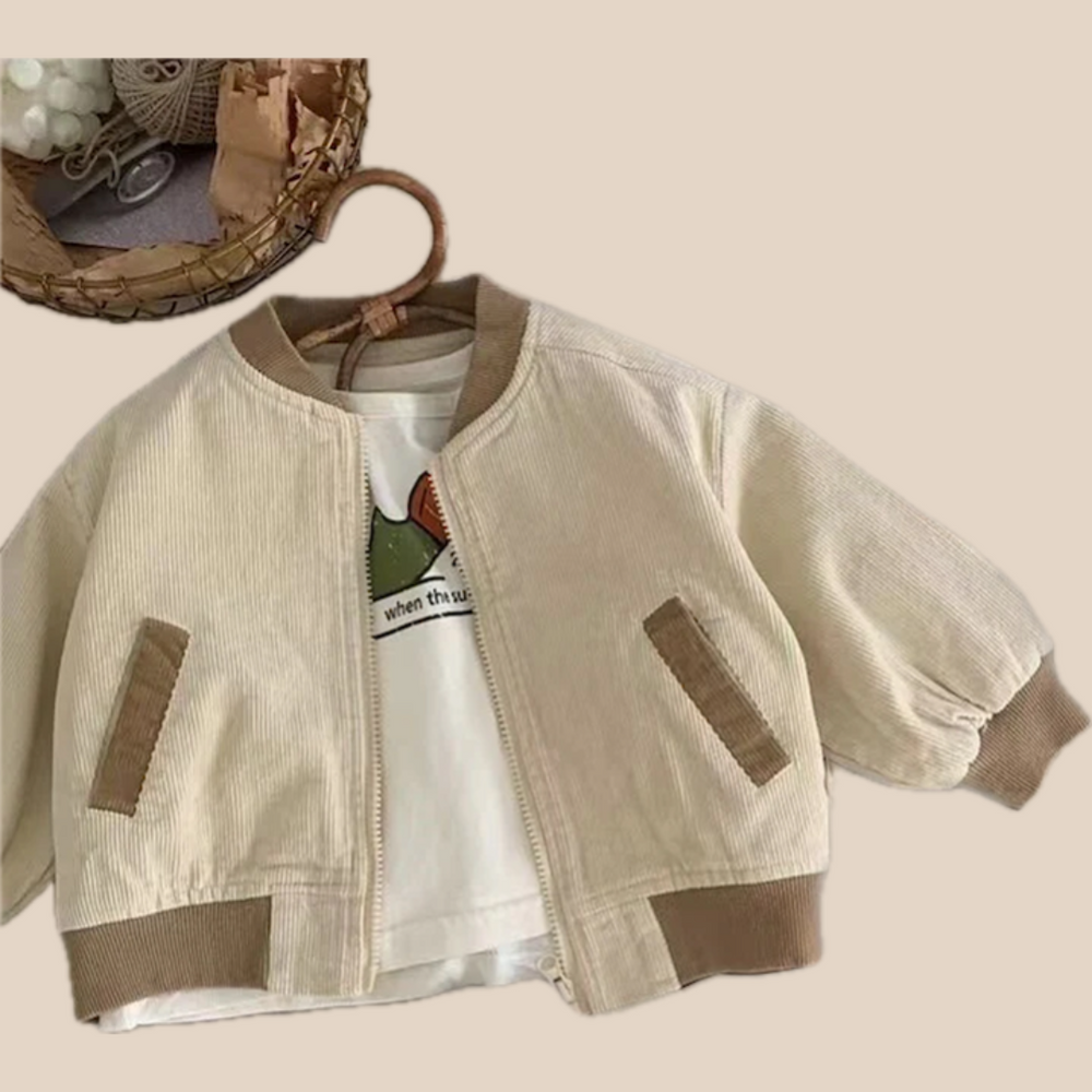 Jas met Ribbels – Monro Unisex, Beige/Khaki Katoen, Maat 1-8 Jaar