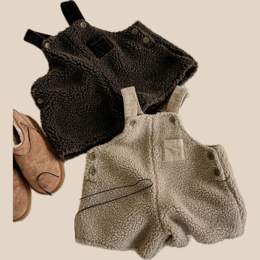 Tuinbroek - Cozy Cubs Meisjes, Beige/Bruin, Katoen, Maat 0-6 Jaar