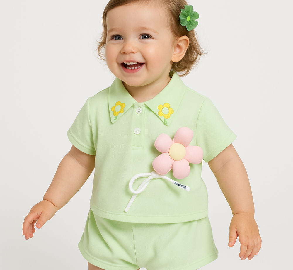 Luchtig Meisjes Zomersetje met Bloemen | Comfortabel & Stijlvol voor 1–4 Jaar