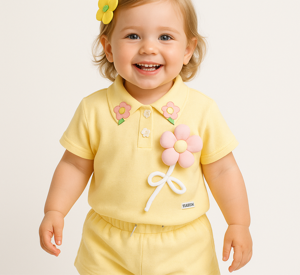Luchtig Meisjes Zomersetje met Bloemen | Comfortabel & Stijlvol voor 1–4 Jaar