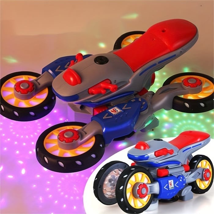 MotoFlash Elektrische Motorfiets met LED Lichten en Muziek – 360° Draaiend Speelgoed voor Kinderen