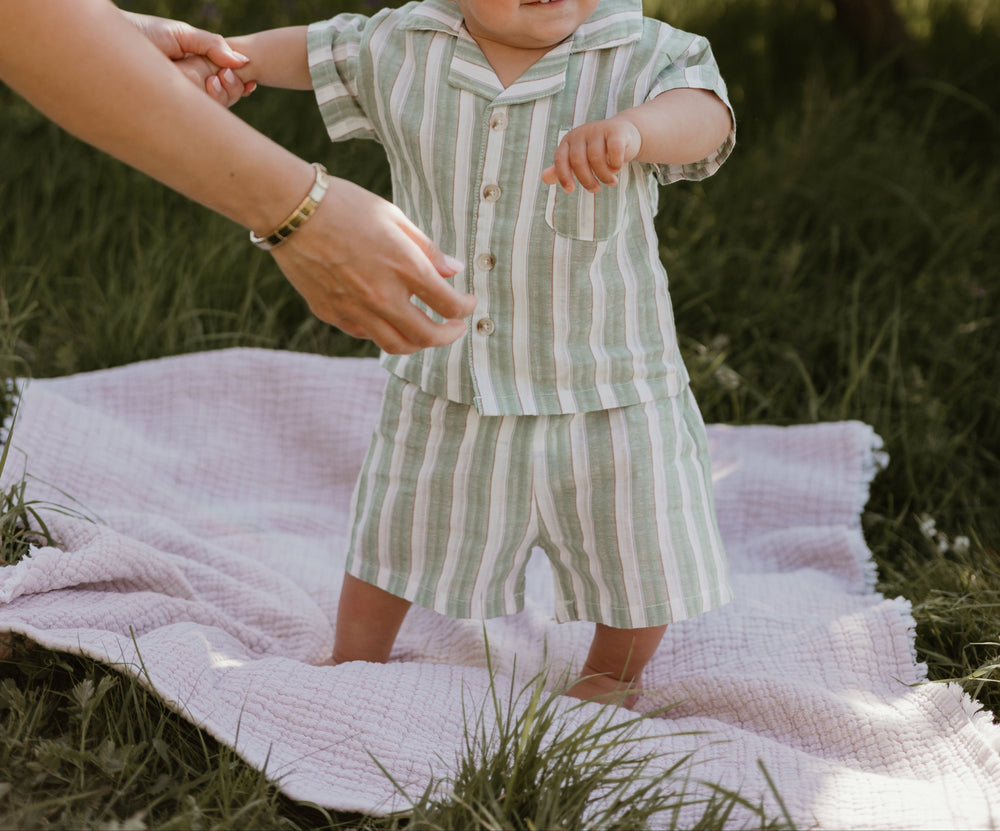 Baby Zomersetje 0–3 Jaar – Gestreept Shirt & Short van Katoen | Unisex Outfit