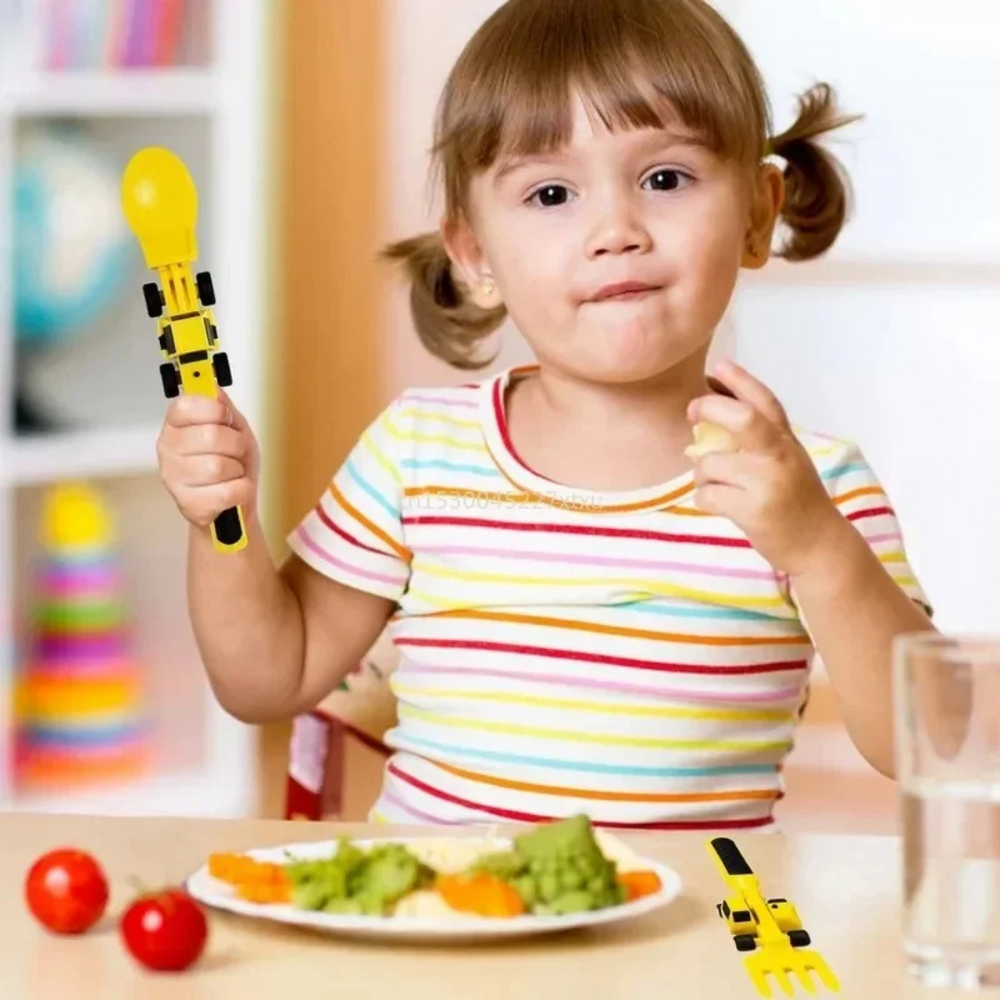 Kinder bestek bouwvoertuig – bestekset kind eten speelgoed