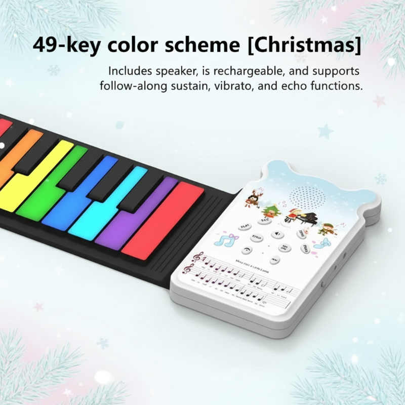 Oprolbare kinderpiano met 49 toetsen, opvouwbaar keyboard