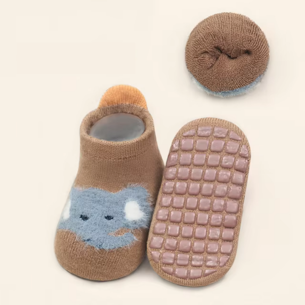 SnugSteps Baby & Peuter Anti-Slip Sokjes – Warme Cartoon Sokken voor Veilig Lopen en Spelen