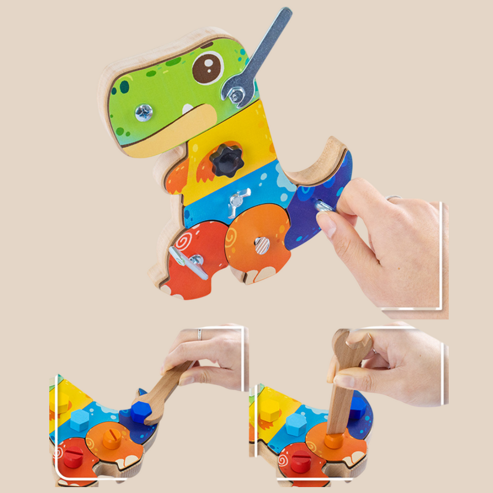 Houten dino bouwset kind | Educatief speelgoed 2+ jaar