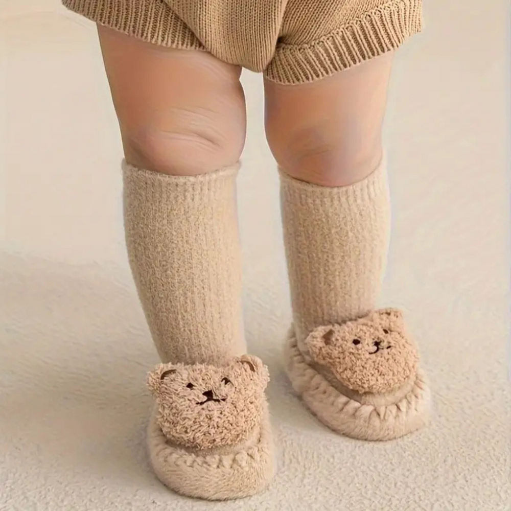 Beary Socks Kinder Slofsokken – Warme Pluche Sokken met Teddybeer & Antislip
