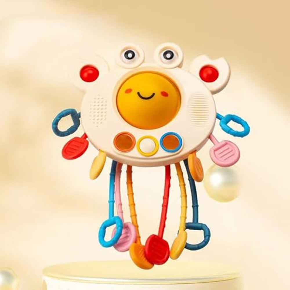 Baby Trekkoord Speelgoed Siliconen | SensyCrab Motoriek Trainer 0-4 Jaar