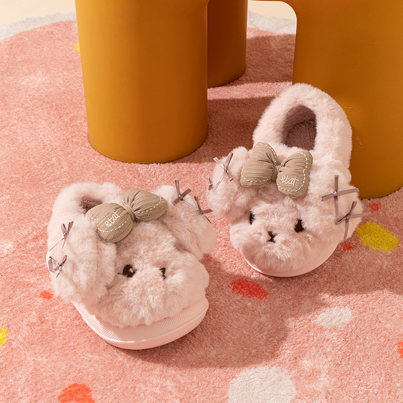 Pluche pantoffels kind met hondensnoet – antislipzool, warme voering, dichte hiel | sloffen