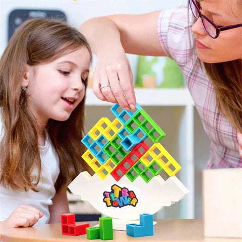 Balans Stapelspel voor Kinderen en Gezinnen – Tetris Stijl Behendigheidsspel met Bouwstukken