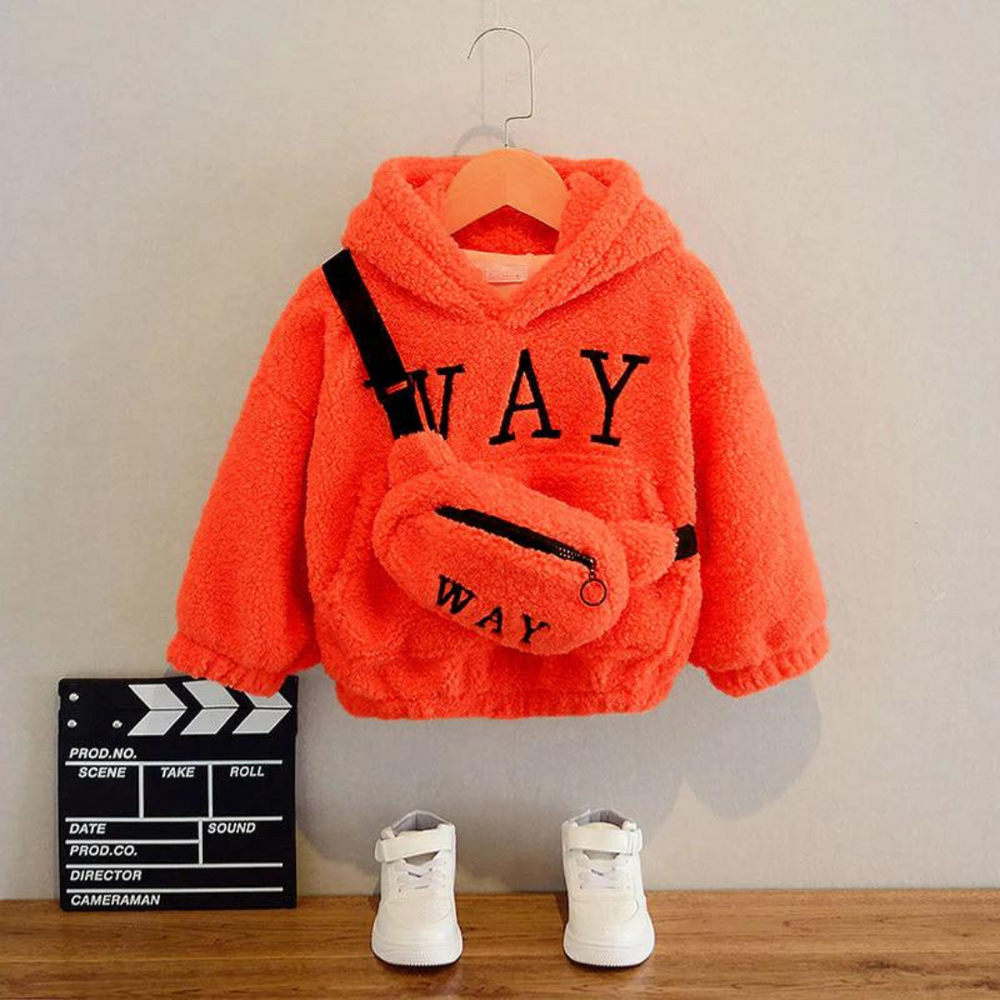 Comfy Combi Teddy Sweater voor Kinderen – Warme Kindertrui met Bijpassende Schoudertas 2-7 Jaar