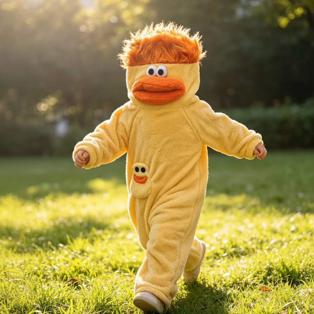 Kinder-onesie met monsterdesign en capuchon – zachte stof, ruime pasvorm | verkleedpak
