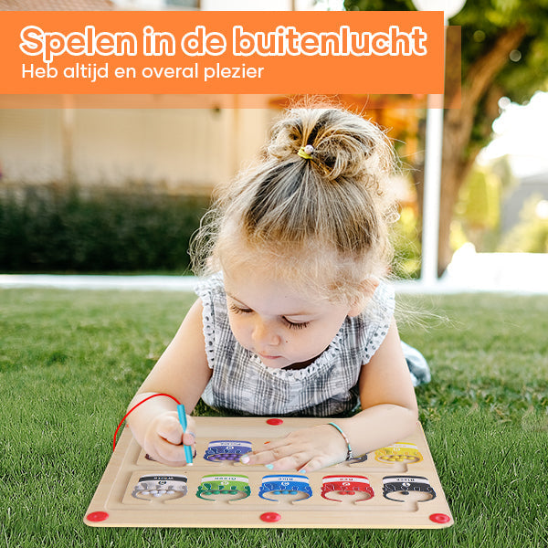 Magnetisch Houten Doolhof voor Kinderen – Leerzaam Kleur- en Telspel voor Peuters en Kleuters