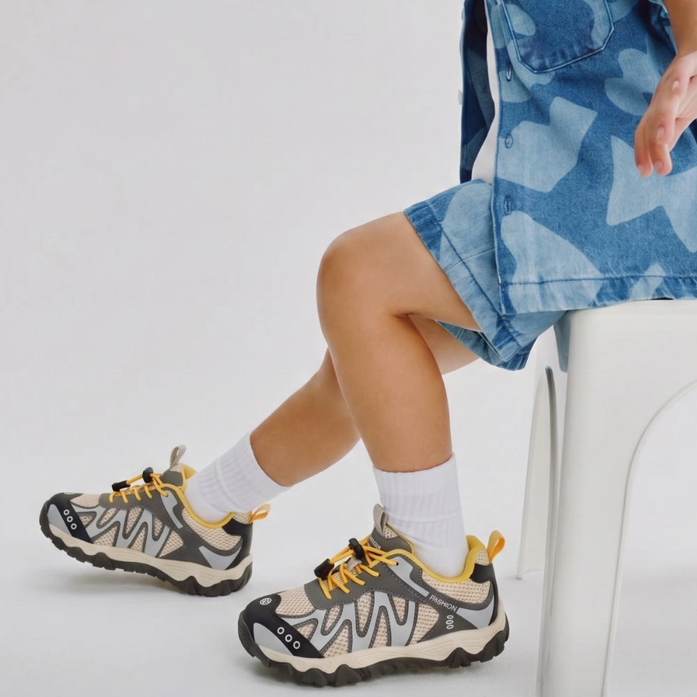 Kindersneakers van mesh met antislipzool – elastische sluiting, verstevigde neus | sportschoenen