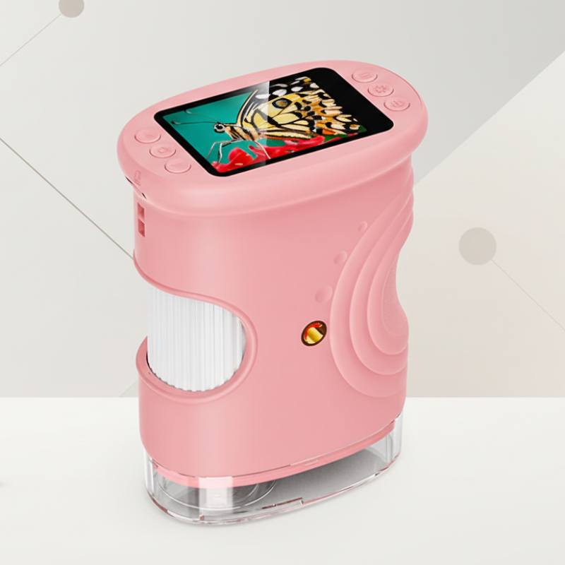 Digitale kindermicroscoop tot 1000x met scherm – oplaadbaar, foto en video, 8 leds | handmicroscoop