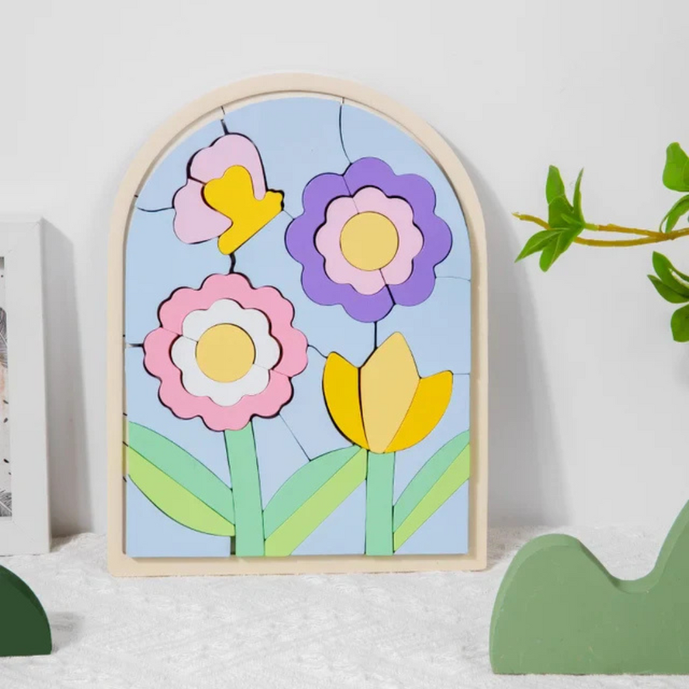 EduBuild Puzzelblokken – Duurzaam Houten Bouwspeelgoed voor Kleuters, Stimuleert Creativiteit & Motoriek