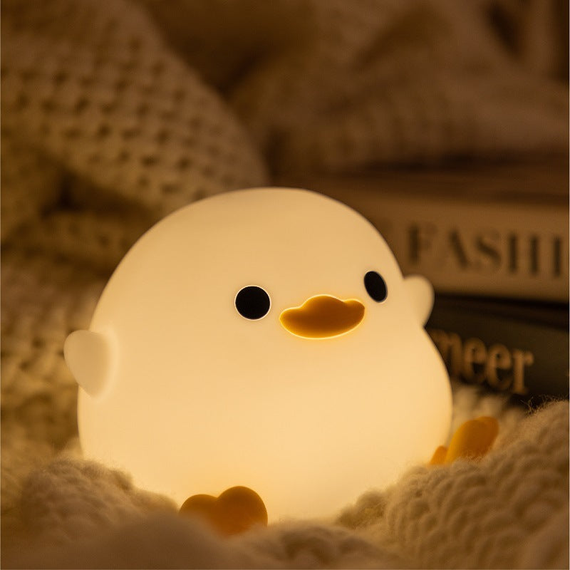 Nachtlampje eend met aanraakbediening – USB-oplaadbaar, warm licht, siliconen | led-lamp kinderkamer