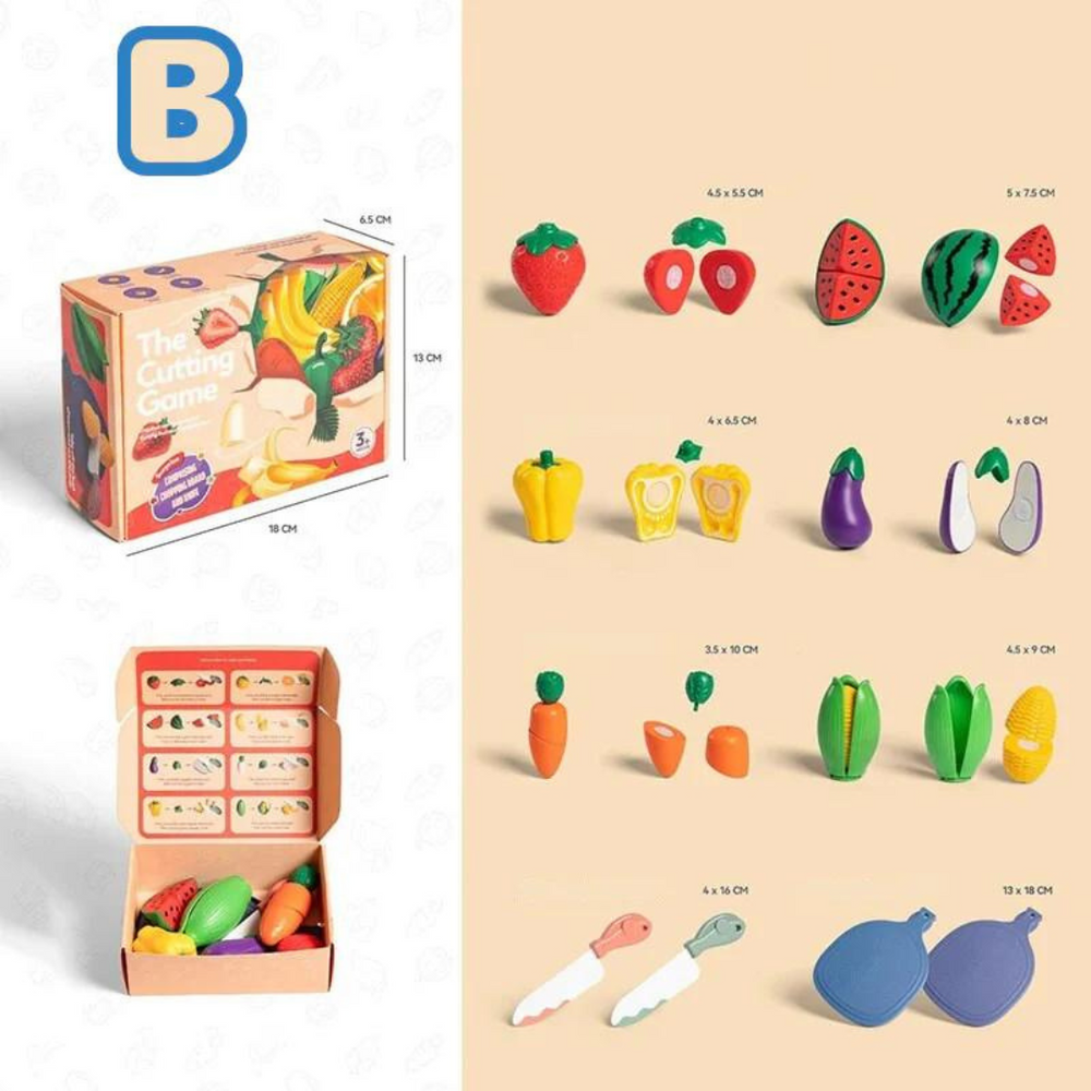 Montessori Houten Fruitsnijset – Educatief Speelgoed