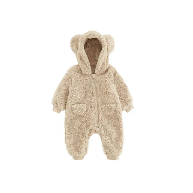 Warme Baby Onesie met Oortjes – Fleece Babypakje 0–24 Maanden