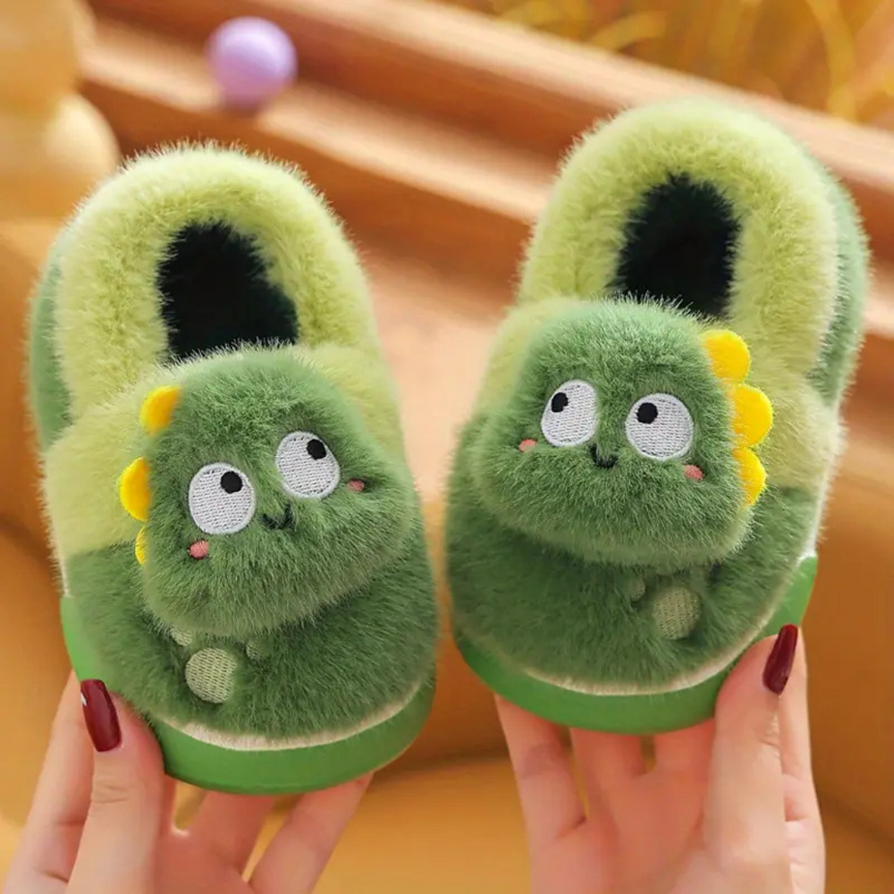 Dino Kindersloffen – Warme Pluche Sloffen met Anti-Slip voor Kinderen