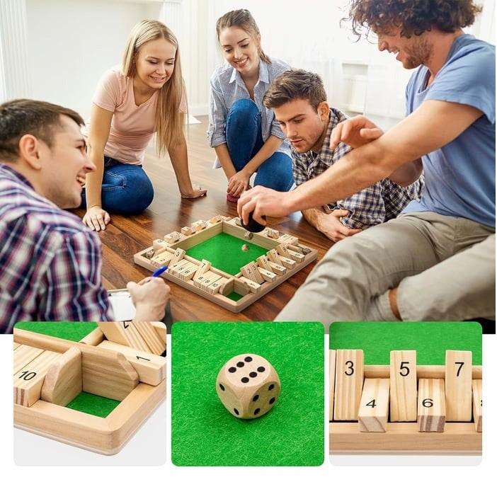 Houten Rekenspel met Dobbelstenen – Educatief Spel