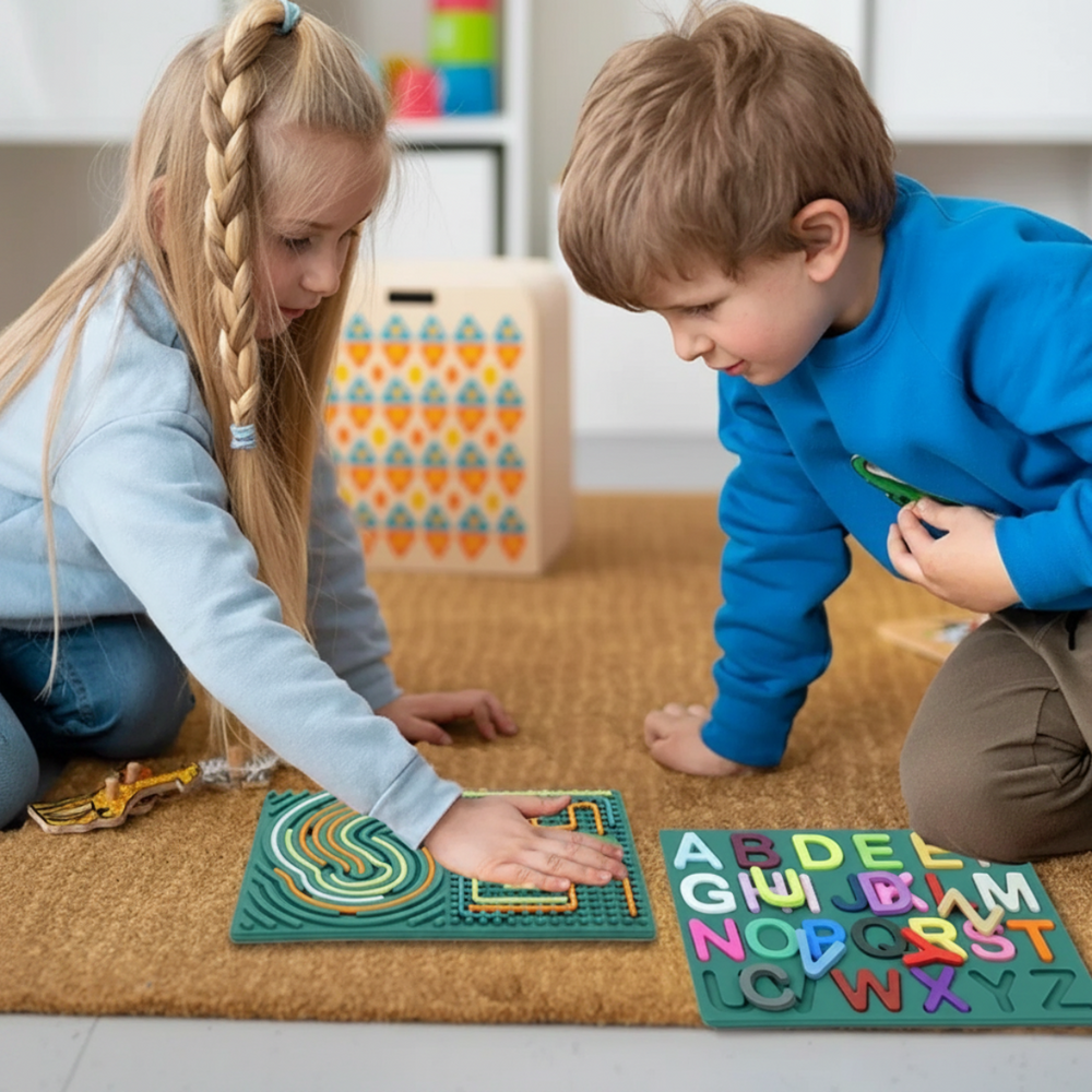 Sensorisch Siliconen Activiteitenbord met Letters – Alfabet Leren & Fijne Motoriek