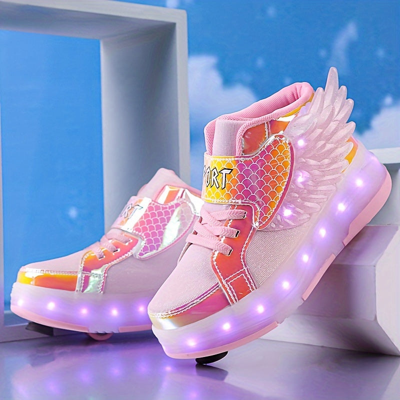GlowSkate LED Rolschaats Sneakers met Vleugels – Meisjes | Maat 29-37