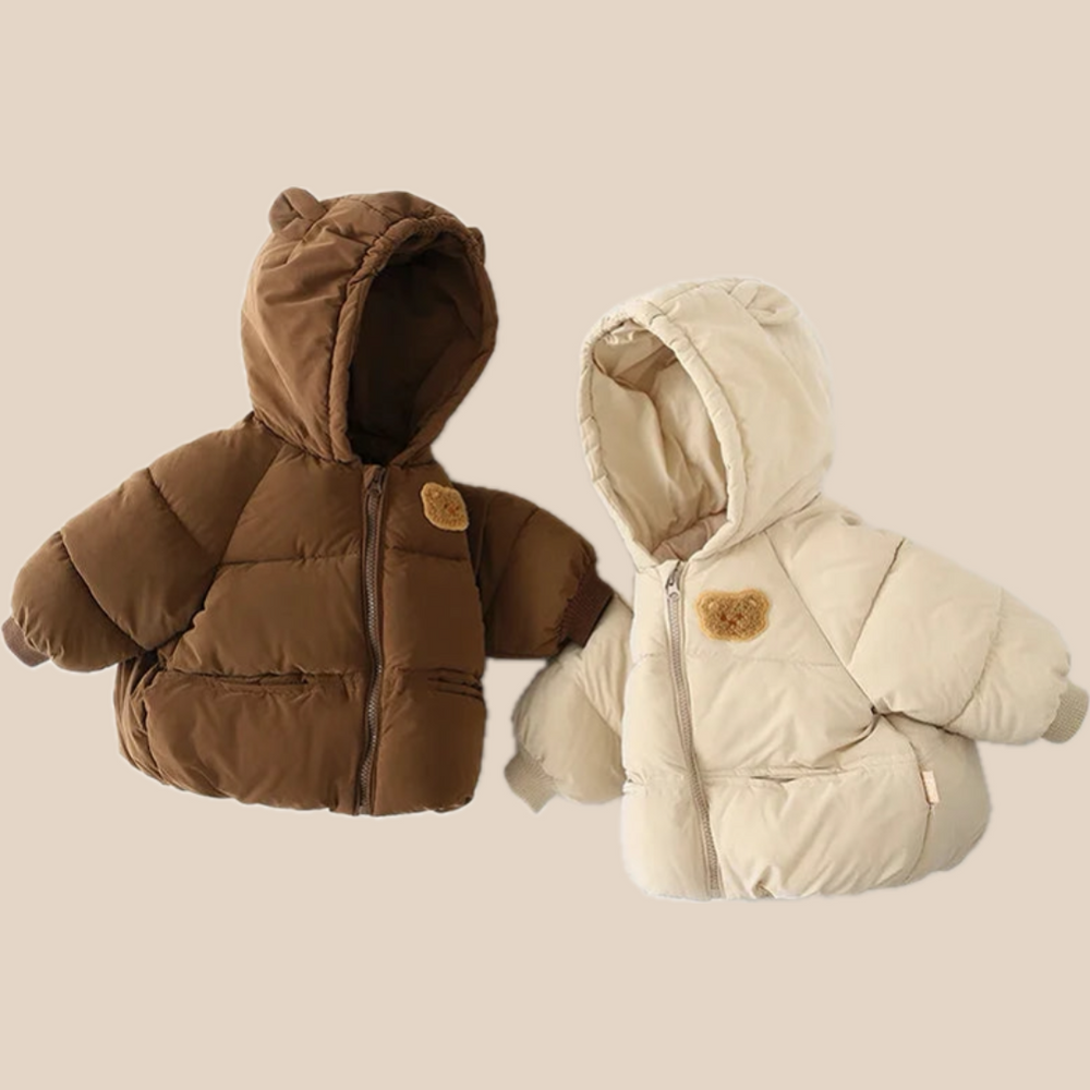 Winterjas met Beer Embleem - Beige/Bruin, Polyester, Maat 0-6 jaar