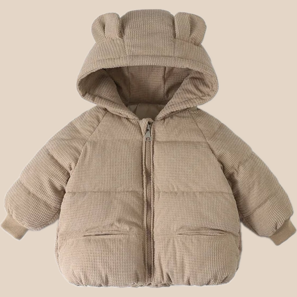 Winterjas met Berenoren en Ribbel - Lusa Meisjes, Bruin/Wit/Roze/Beige, Polyester, Maat 0-8 Jaar
