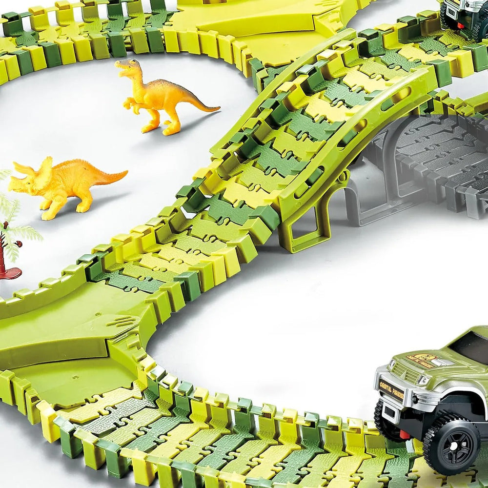 Dino Racebaan voor Kinderen – 140-delige Flexibele Baan met Dinosaurus Speelgoed