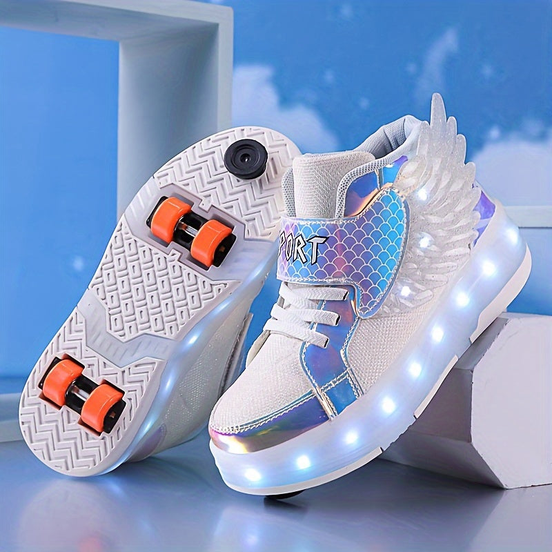 GlowSkate LED Rolschaats Sneakers met Vleugels – Meisjes | Maat 29-37