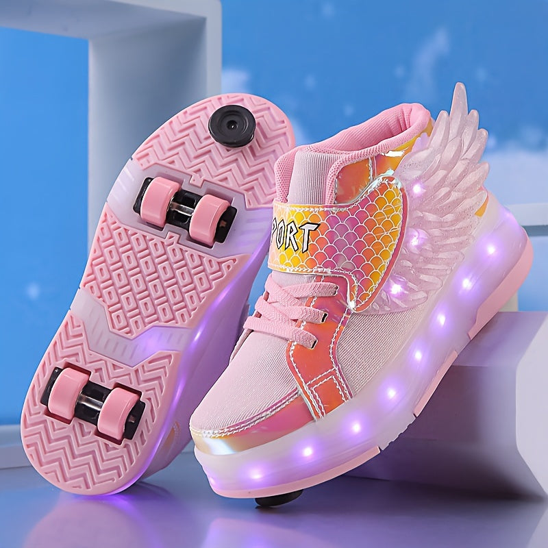 GlowSkate LED Rolschaats Sneakers met Vleugels – Meisjes | Maat 29-37