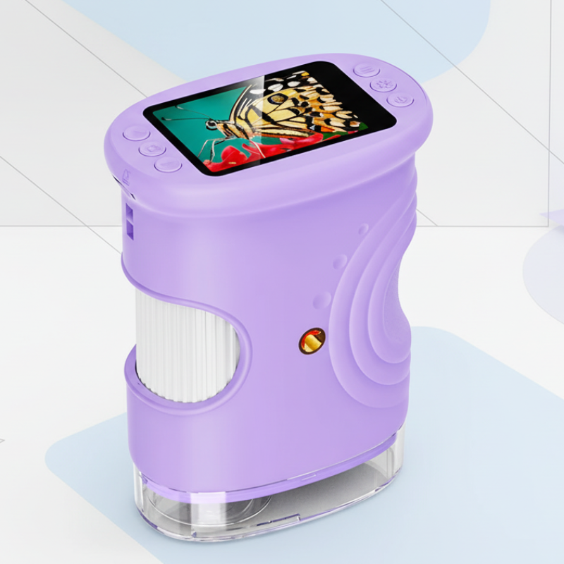 Digitale kindermicroscoop tot 1000x met scherm – oplaadbaar, foto en video, 8 leds | handmicroscoop