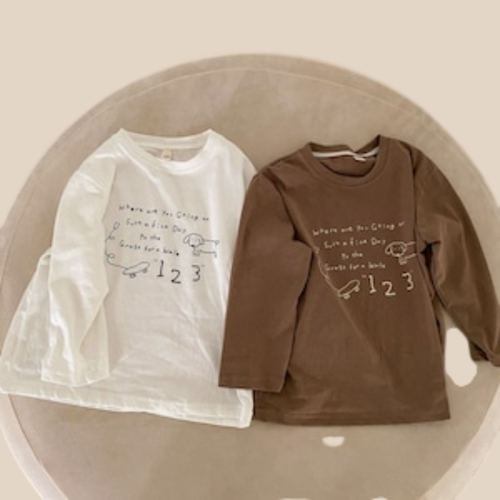 Longsleeve - LittlePaws Unisex, Wit/Bruin, Katoen, Maat 0-6 Jaar