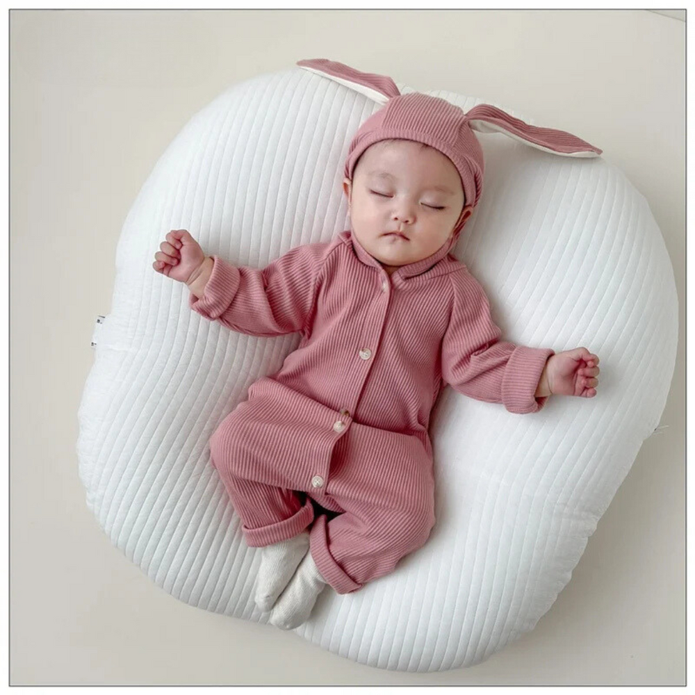 Luvello BunnySnug Baby Romper met Konijnen Oortjes – Zachte Katoenen Unisex Onesie (Maat 66–90)