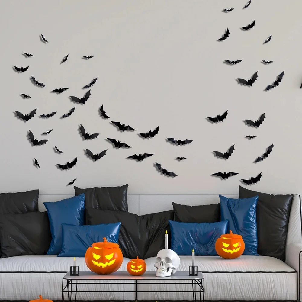 Halloween wanddecoratie met lichtgevende vleermuizen – 3D-effect, voor muur en deur | muurstickers